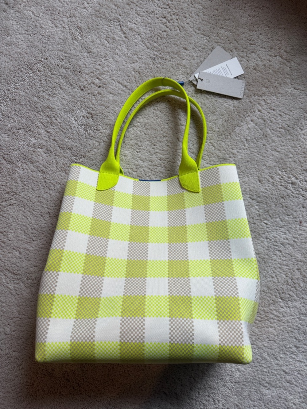 NWT Rothy's Neon Yellow Checkered Tote